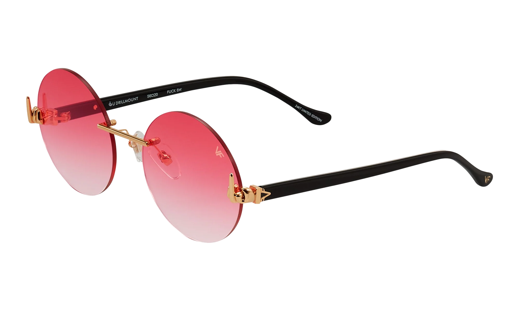 508 Rimless Drill Mount F.U. Edition 24KT "Yellow Gold / Black / Fire Red Gradient" DMMF2 0008 16T6