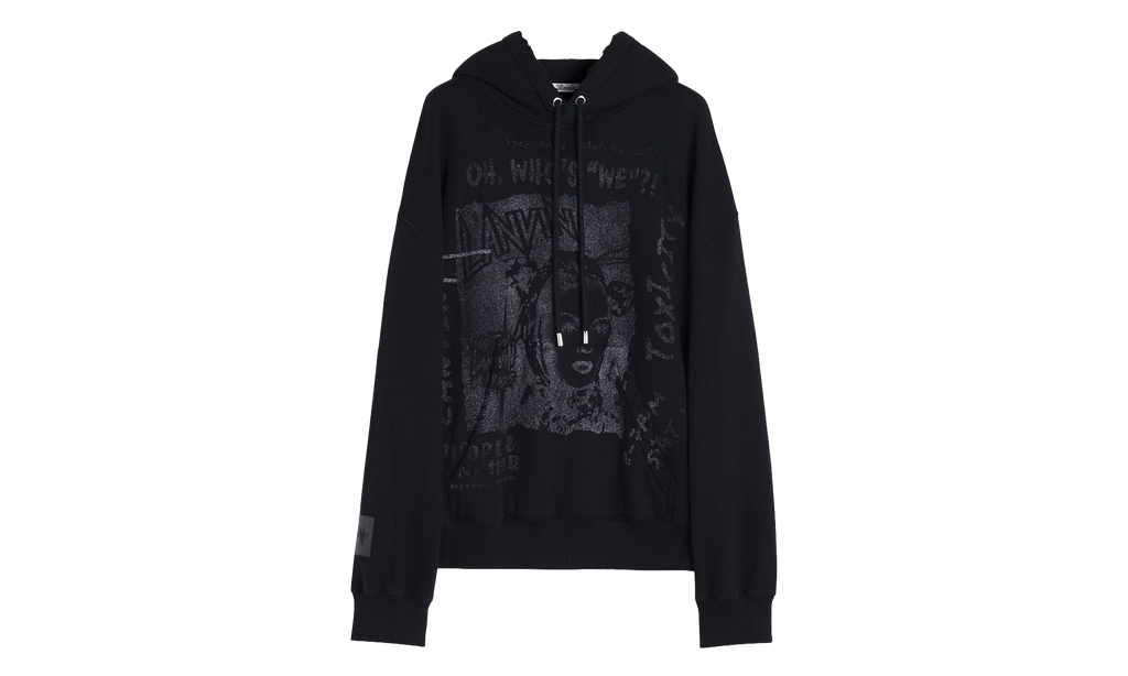 PRINTED KNIT HOODIE "Black" RU HO0005 J117 P24 10