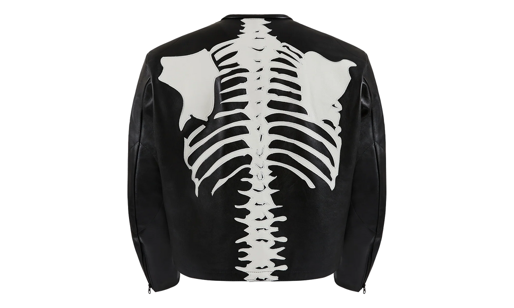 Bones Flat Leather Jacket "Black / White" BONES001
