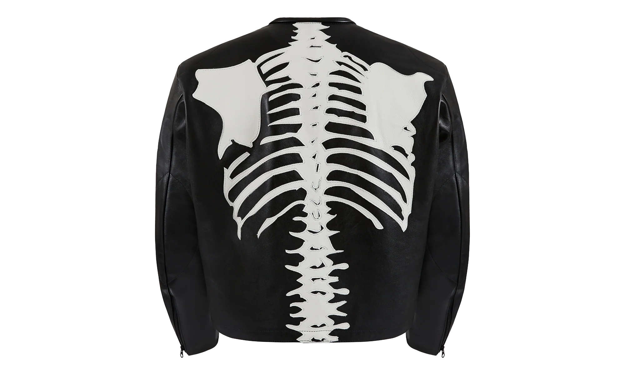 Bones Flat Leather Jacket "Black / White" BONES001