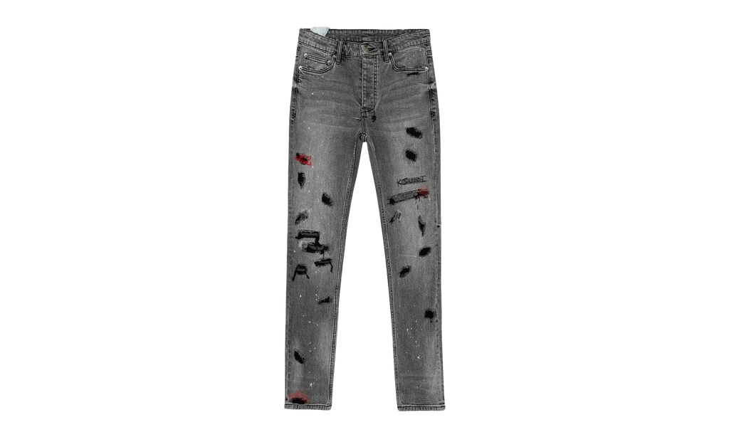Ksubi X Juice Wrld Chitch Trashed Devil Jeans "Grey" 34BYF1RS