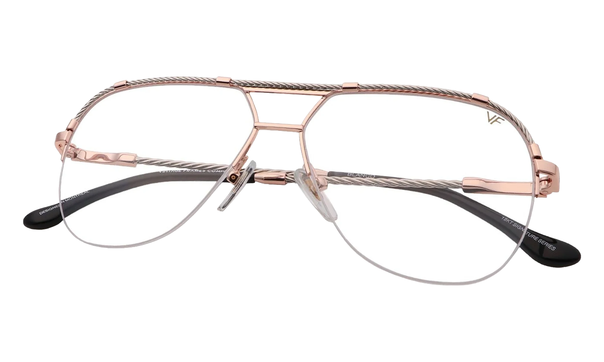 Blanco Half Rim 24KT Two-Tone "Rose / White Gold / Smoke Gradient Photochromatic" HRBA2 0010 2D4