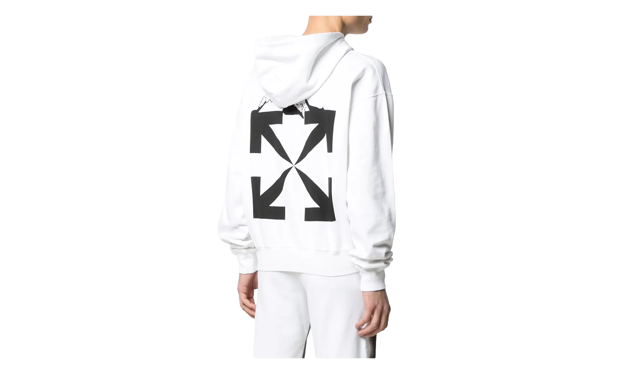 Oversized Fit World Catepillar Print Hoodie "White / Black" OMBB037R21FLE0090110
