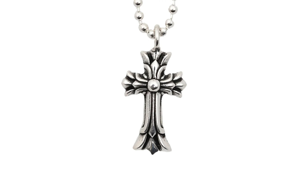 Double Cross Silver Pendant & Ball Chain "Silver" CHRM0666