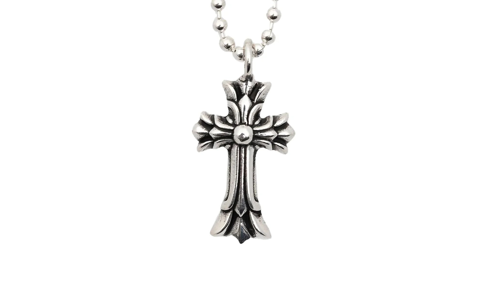Double Cross Silver Pendant & Ball Chain "Silver" CHRM0666