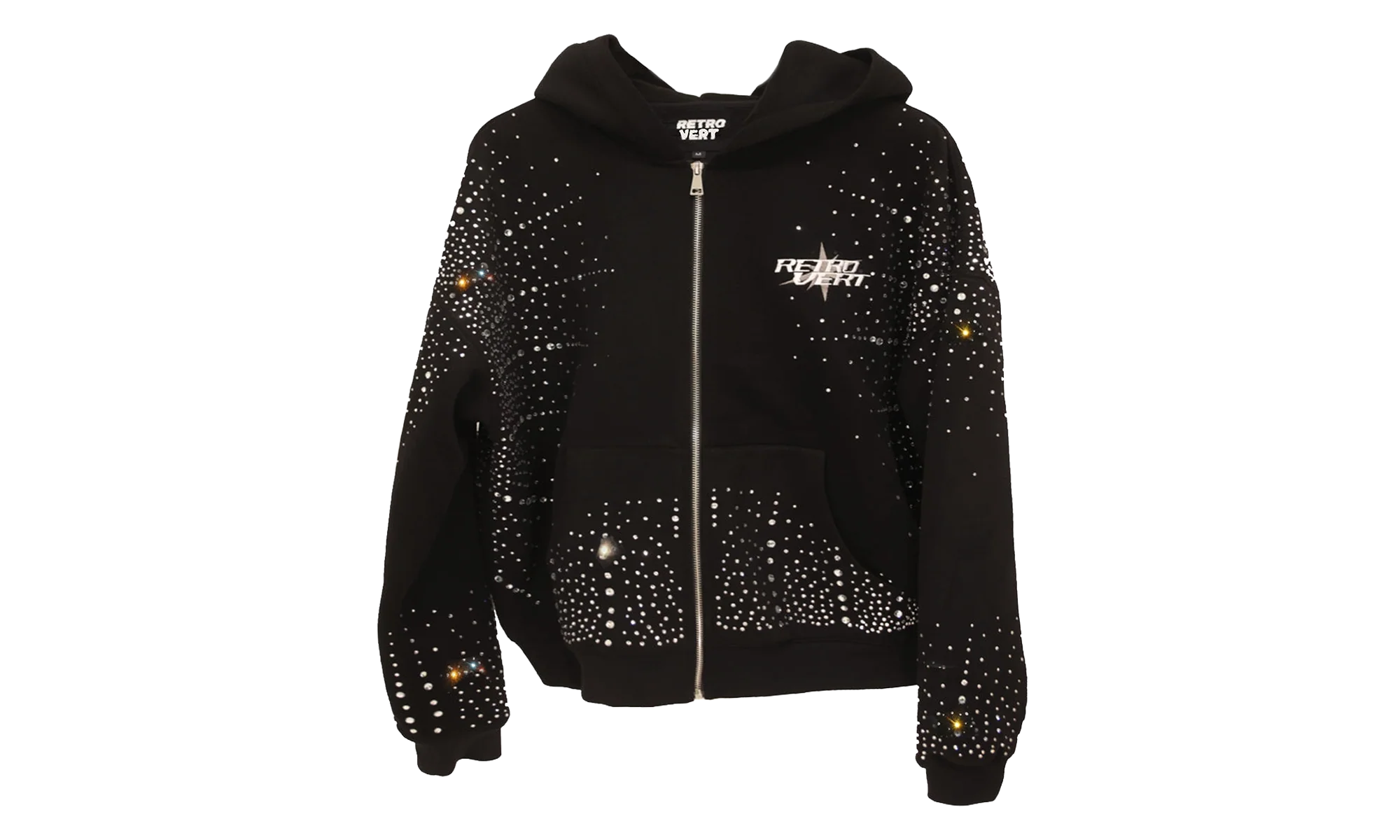 Rhinestone Zip Up Jacket "Black" RET028