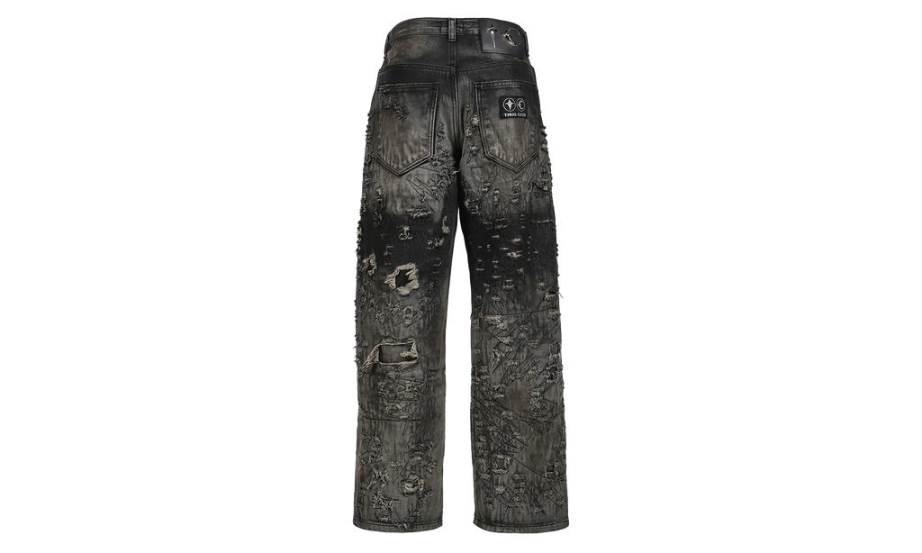Hard-Washed Damaged Denim Pants "Black" TC25PT2002