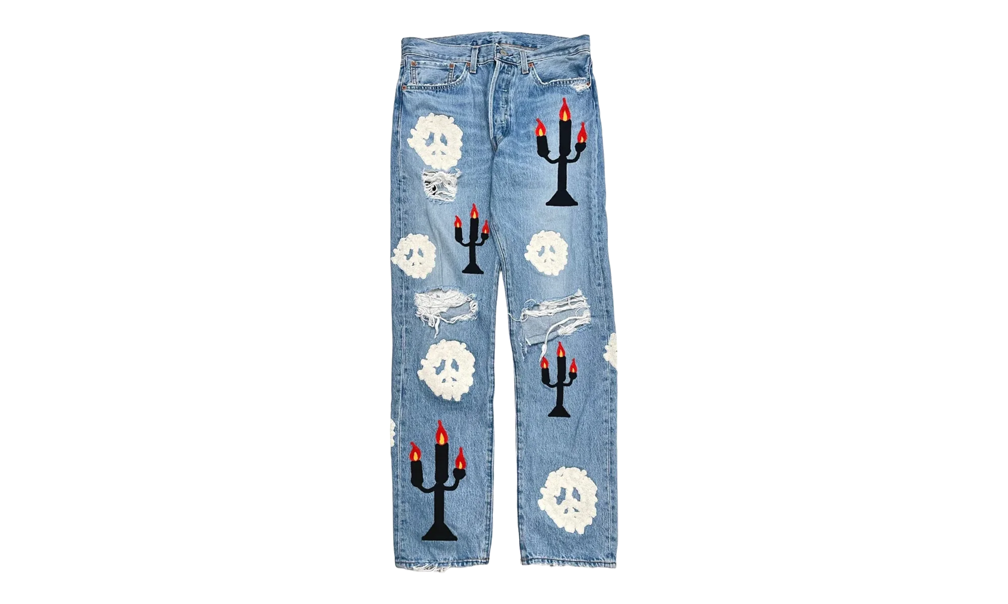 Levi's 501 Virgil Abloh Printed Jeans "Message in a Tear - Indigo" DT306