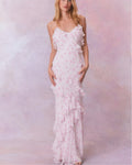 Whispering Petal Low-Back Ruffle Maxi Dress - Hidden Garden Edition