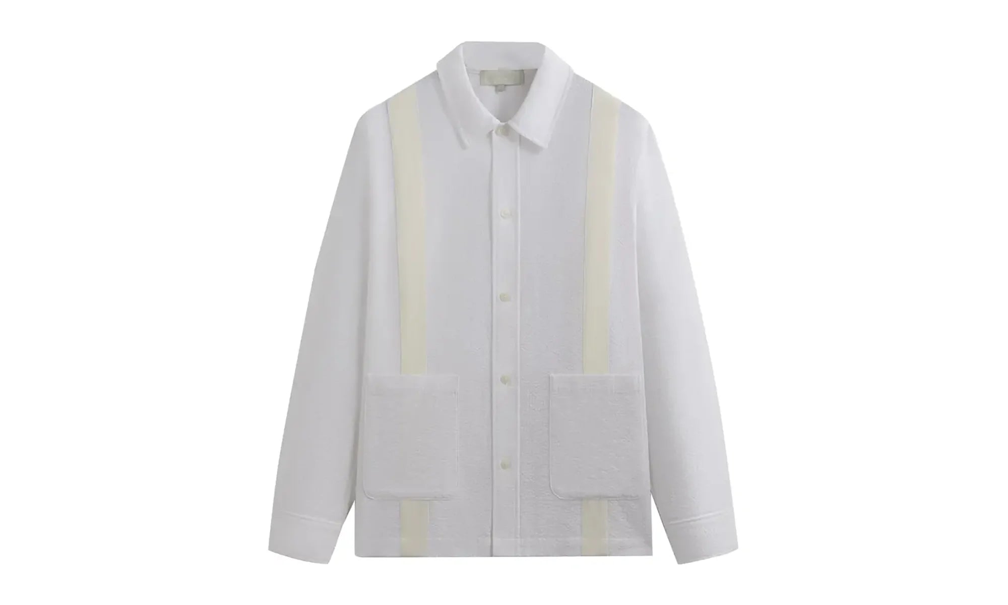 Seersucker Long-Sleeve Boxy Collared Overshirt "White" KHM032080 101