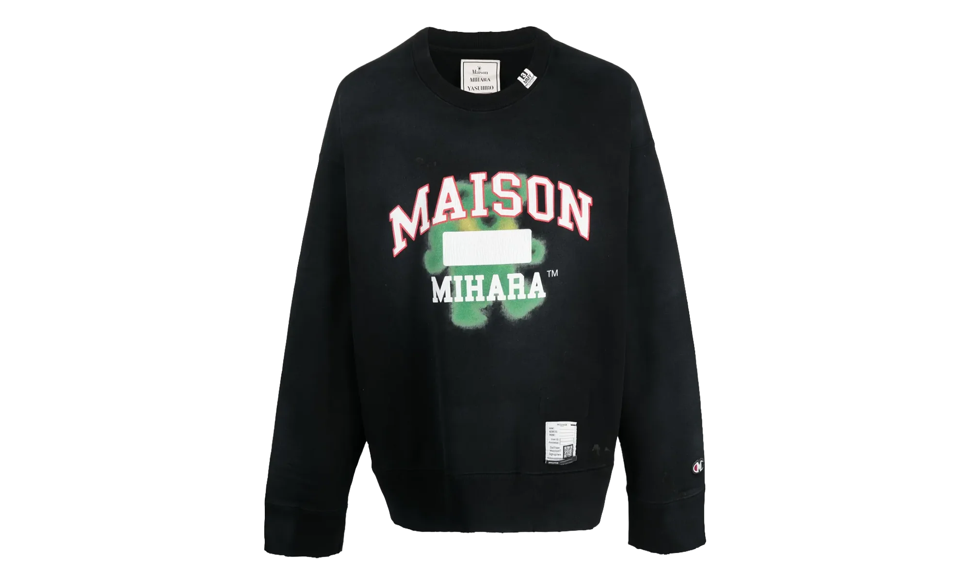 Distressed Teddy Bear Logo Crewneck Sweatshirt "Black Multi" J10PO513 BLACK