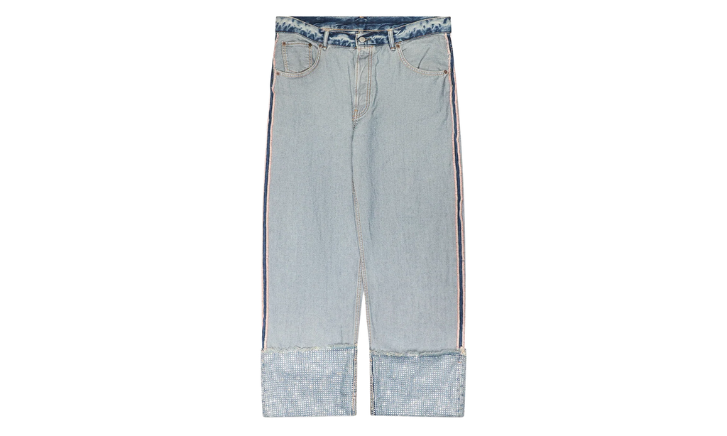 Turn Up Rhinestone Trousers "Blue" AK1003AUZ