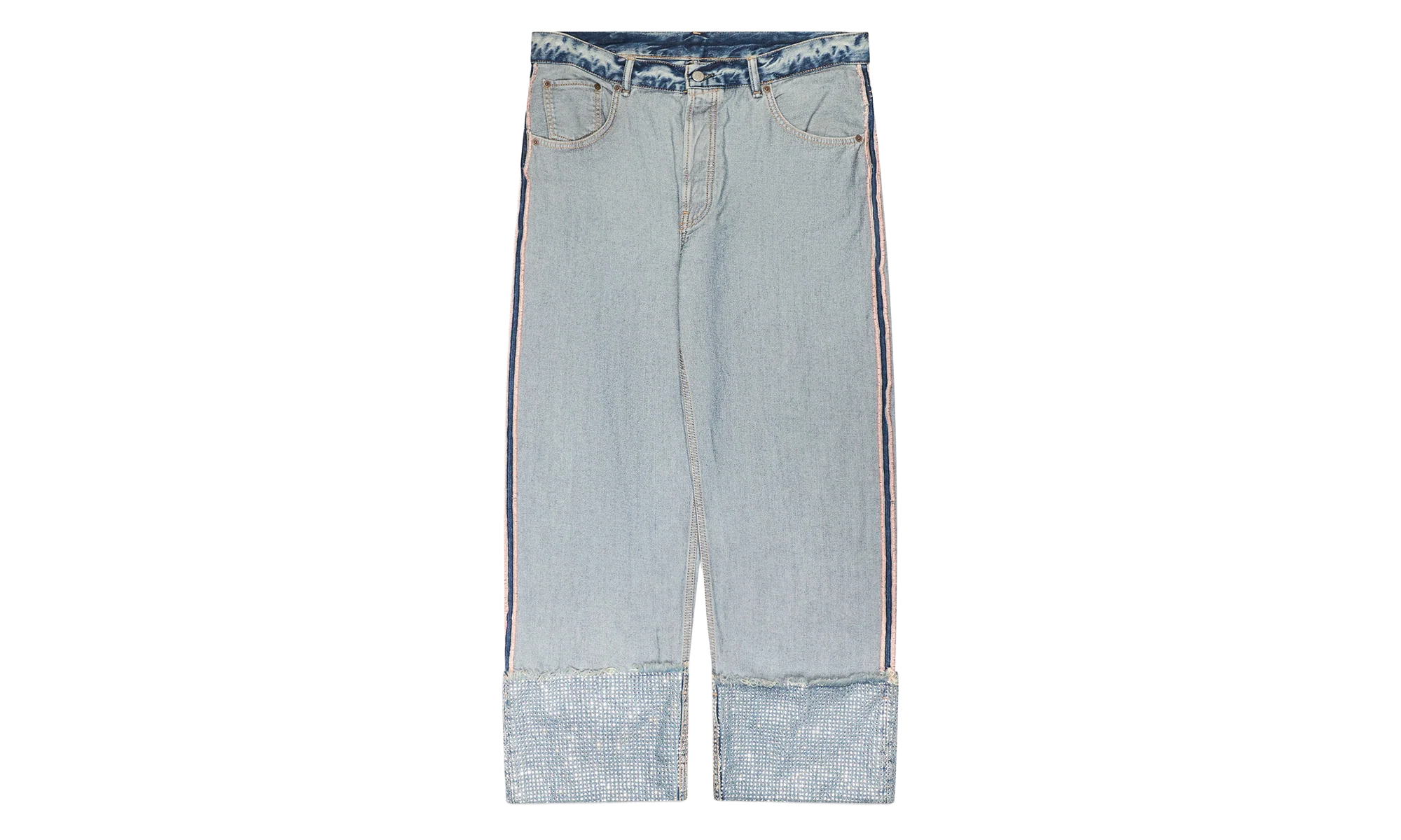 Turn Up Rhinestone Trousers "Blue" AK1003AUZ