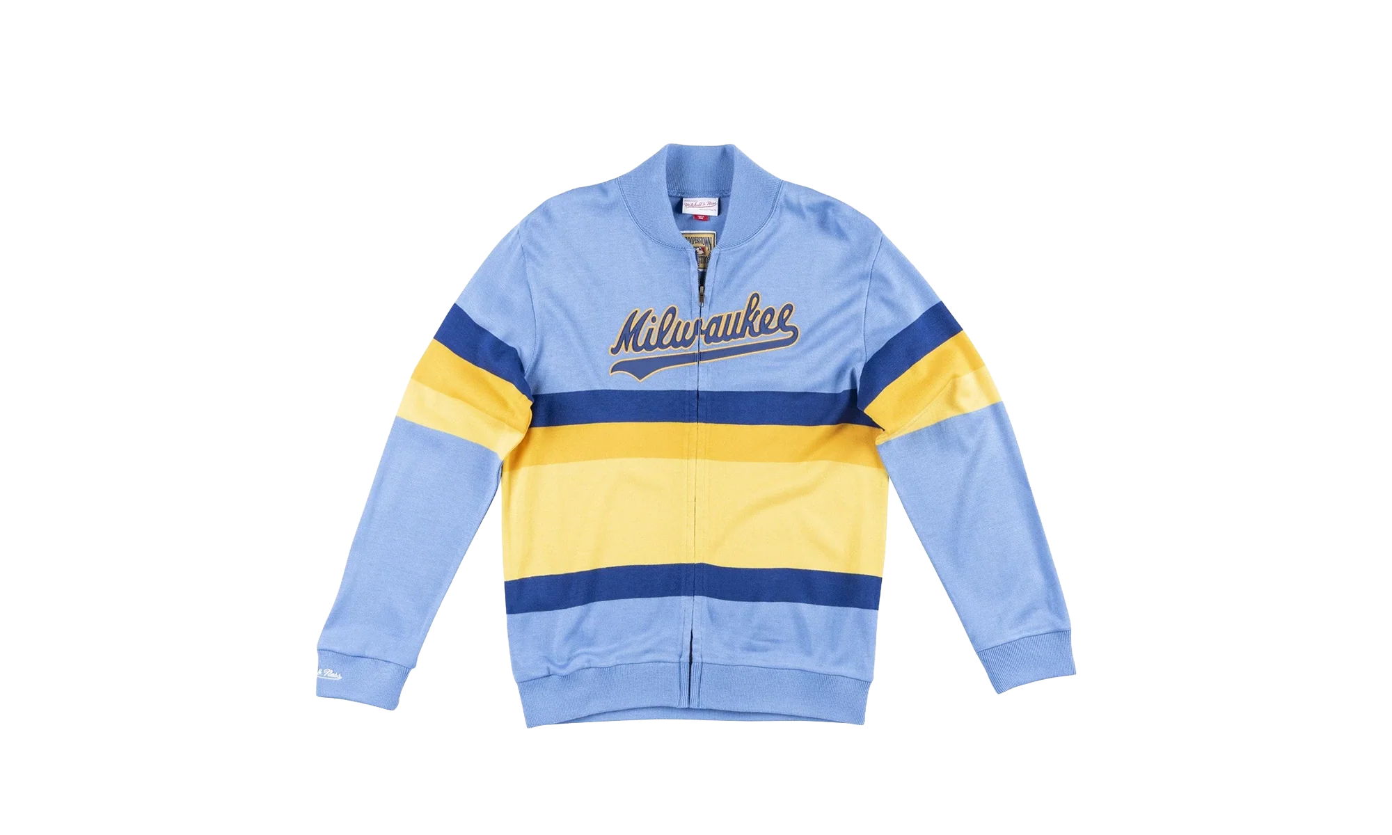 MLB Front Stripe Full Zip Sweater "Milwaukee Brewers - Light Blue" SWTRAJ18024 MBRLTBL