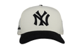9FIFTY New York Yankees A Frame Snapback Hat "Off White / Black - Corduroy Visor" NE277