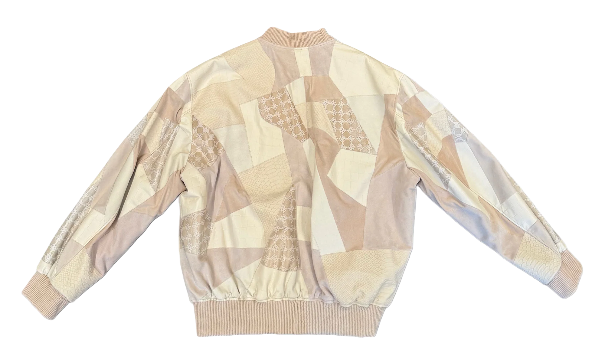 Leather Patch Oversize Bomber Jacket "Alabaster" AMOUJA1073 271