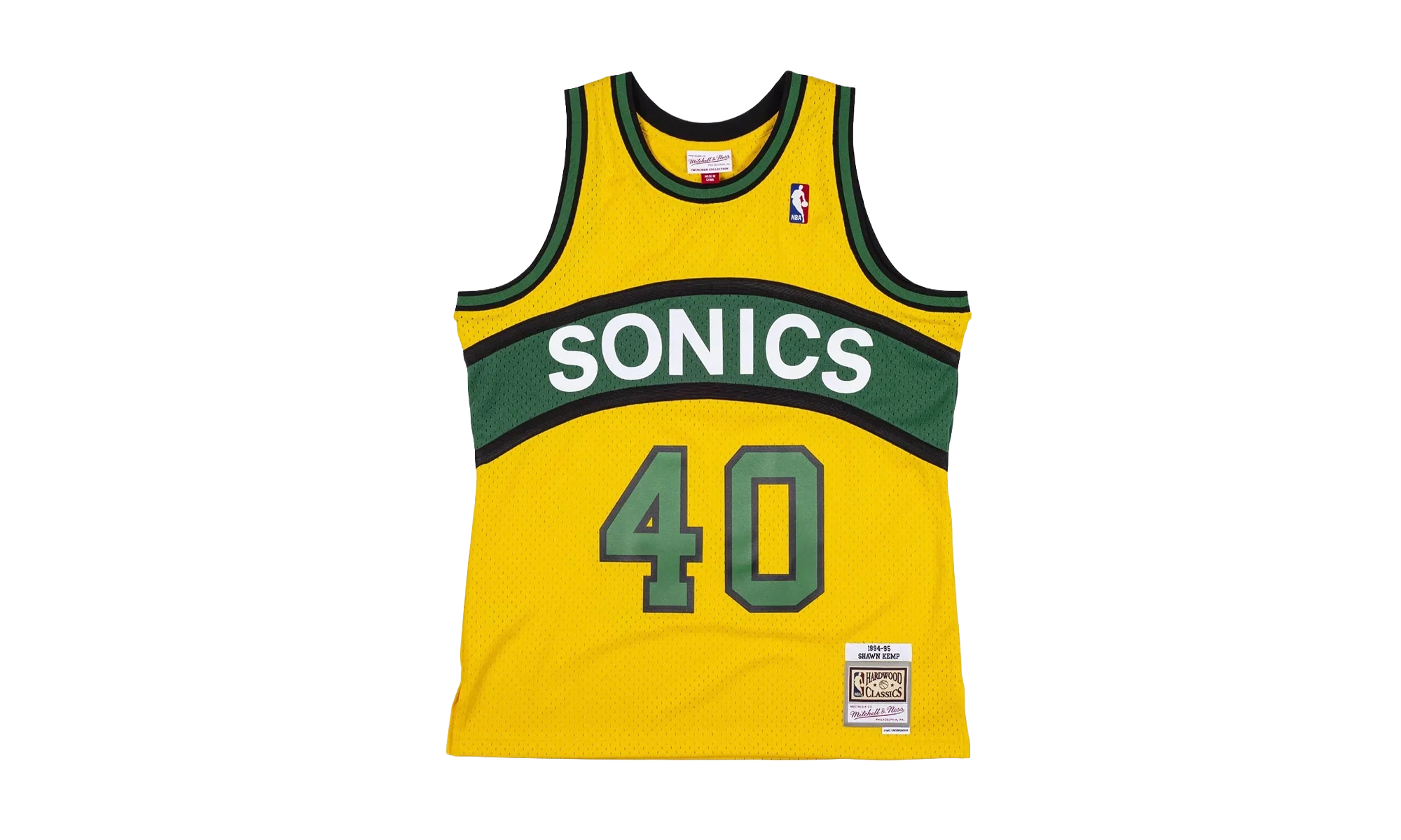 NBA Shawn Kemp Reload Swingman Jersey "1994 Seattle Supersonics - Yellow" SMJYCP19285 SSUYELL94SKE