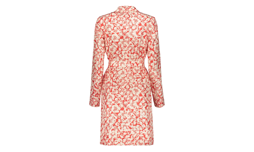 SILK FLORAL WRAP MIDI DRESS "Red" RW DR0013 5615 P23 37