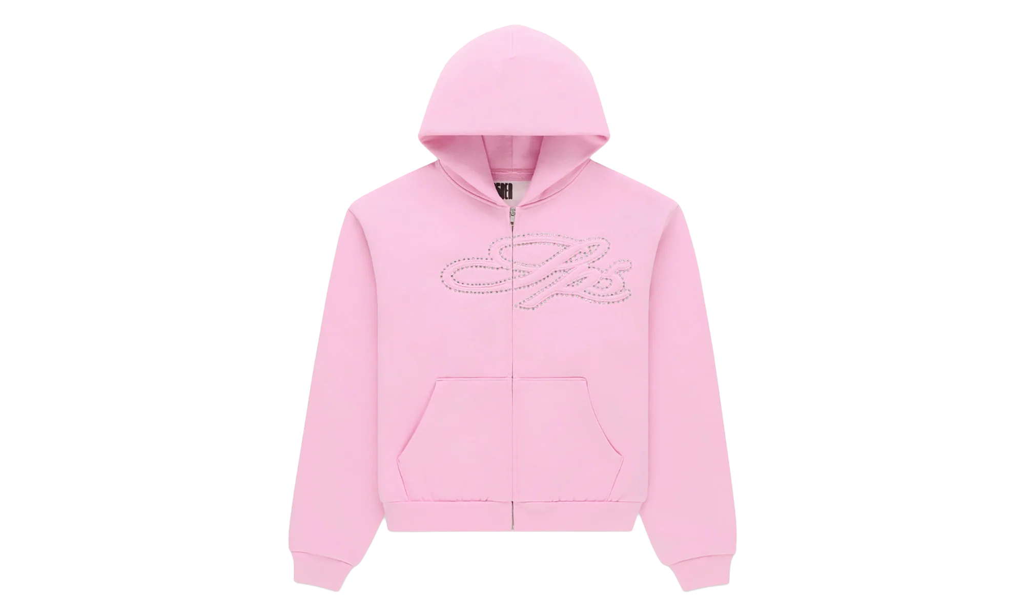 Rhinestone Script Zip Hoodie "Light Pink" SP5der349