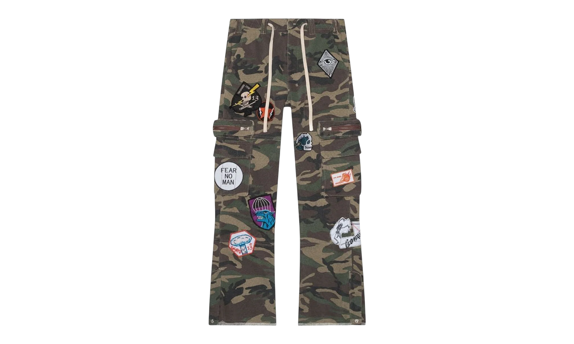Patchwork Flared Cargo Pants "Camo Green" GS096