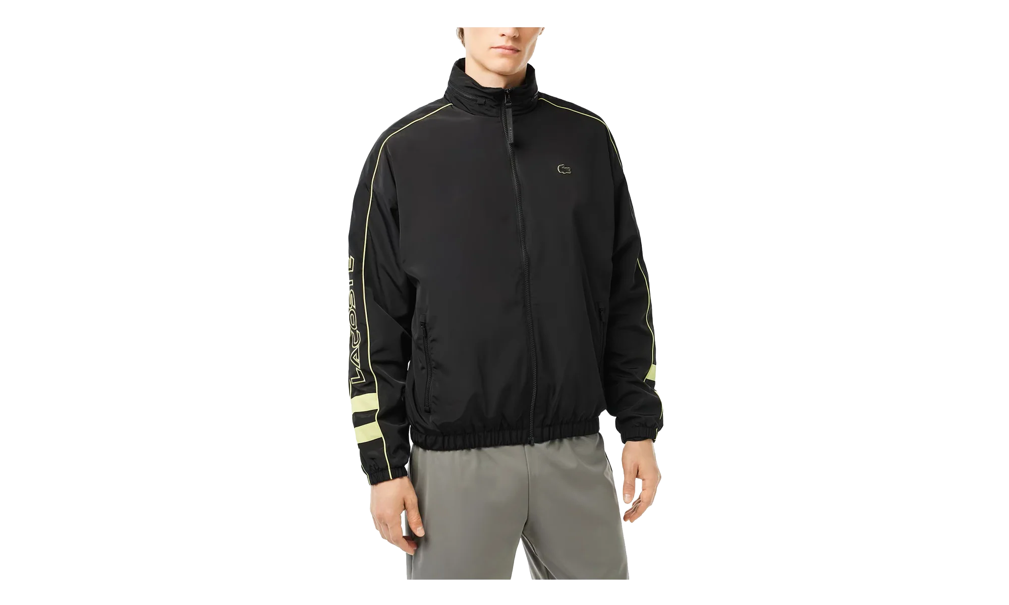Contrast Water Resistant Zipped Taffeta Jacket "Black / Yellow" BH1607 6TV