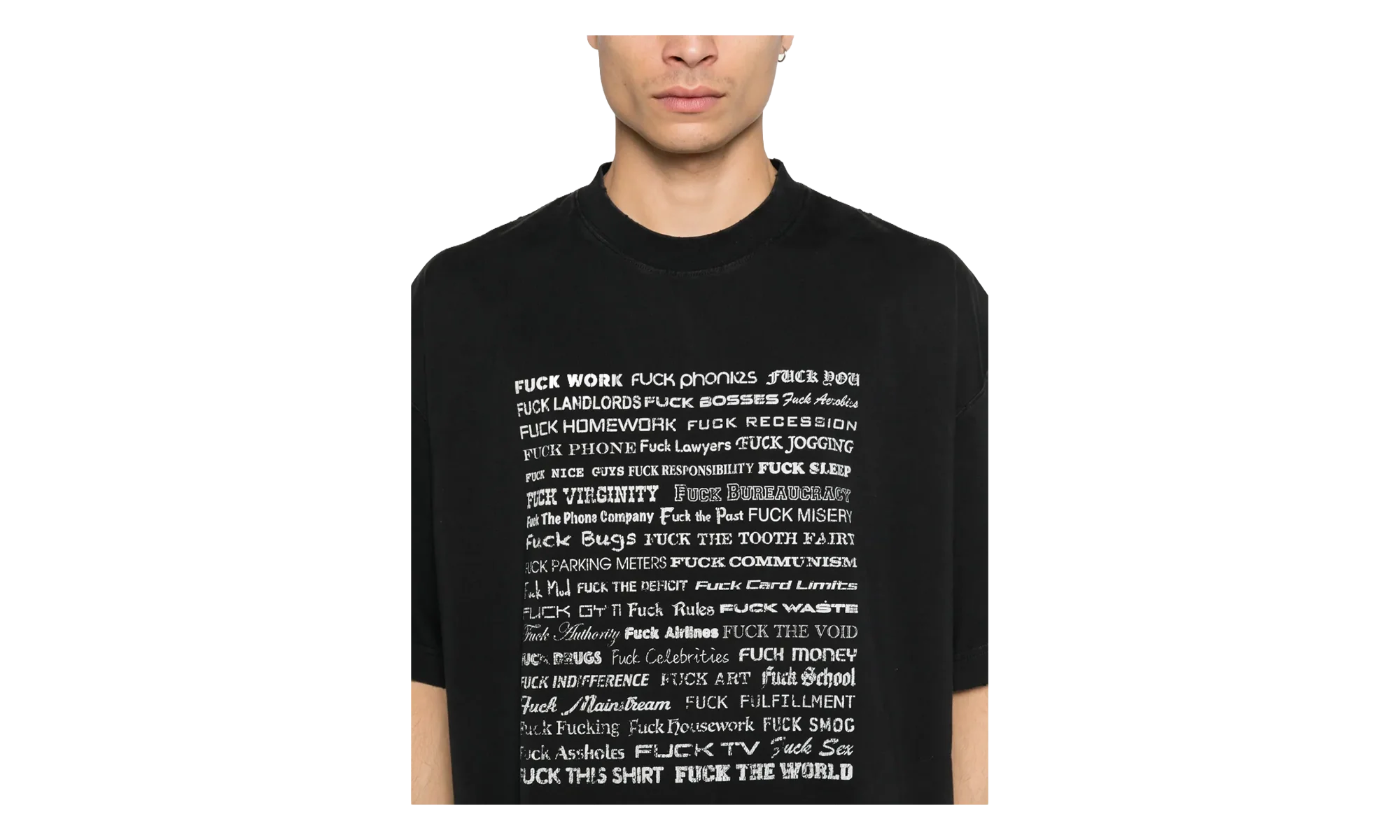 Fuck Everything T-Shirt "Washed Out Black" ME76TR212BX WASH