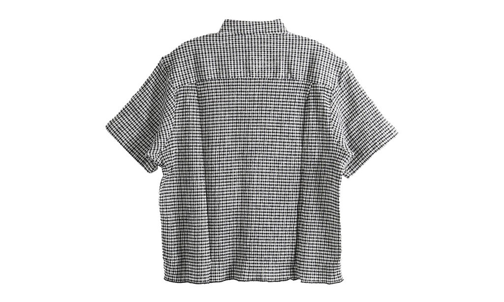 Crinkled Check Short Sleeve Shirt "BLACK" 1110371 BLAC