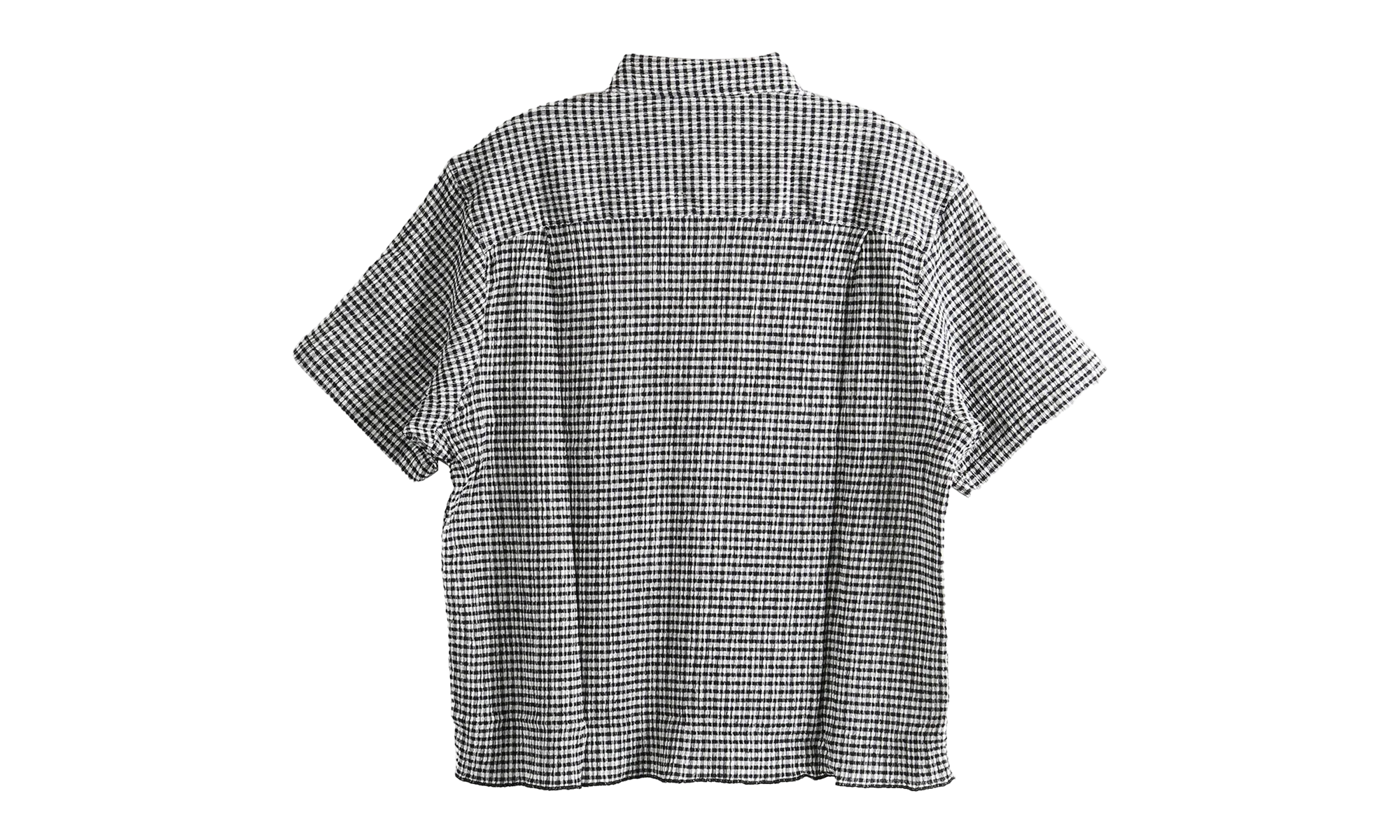 Crinkled Check Short Sleeve Shirt "BLACK" 1110371 BLAC