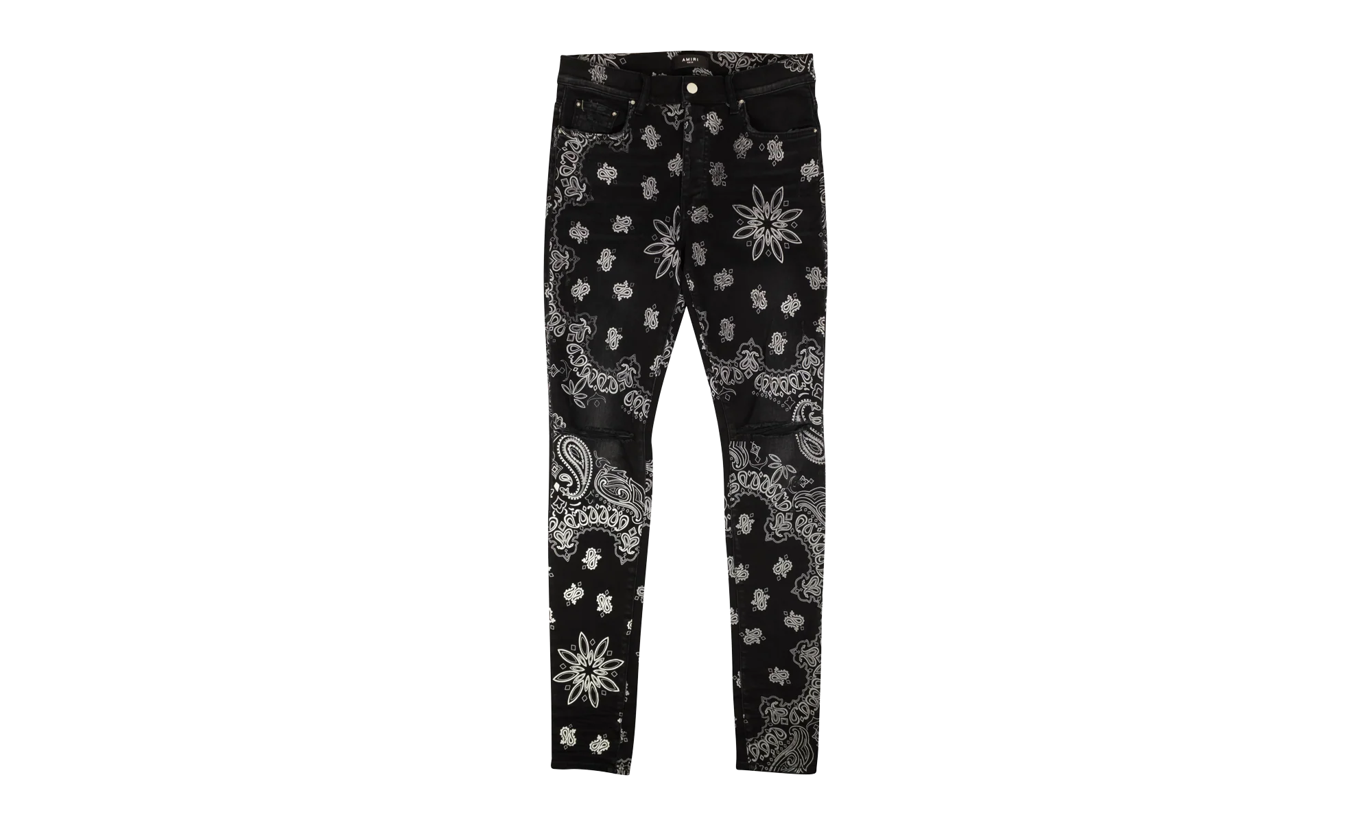 Black Cotton Flocked Bandana Skinny Jeans "Black" MDS050023