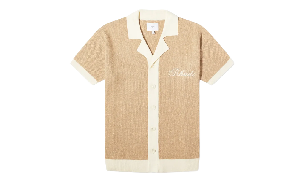 Contrast Knit Button-Up Polo "Brown" RHPS24PO02973143