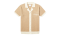 Contrast Knit Button-Up Polo "Brown" RHPS24PO02973143