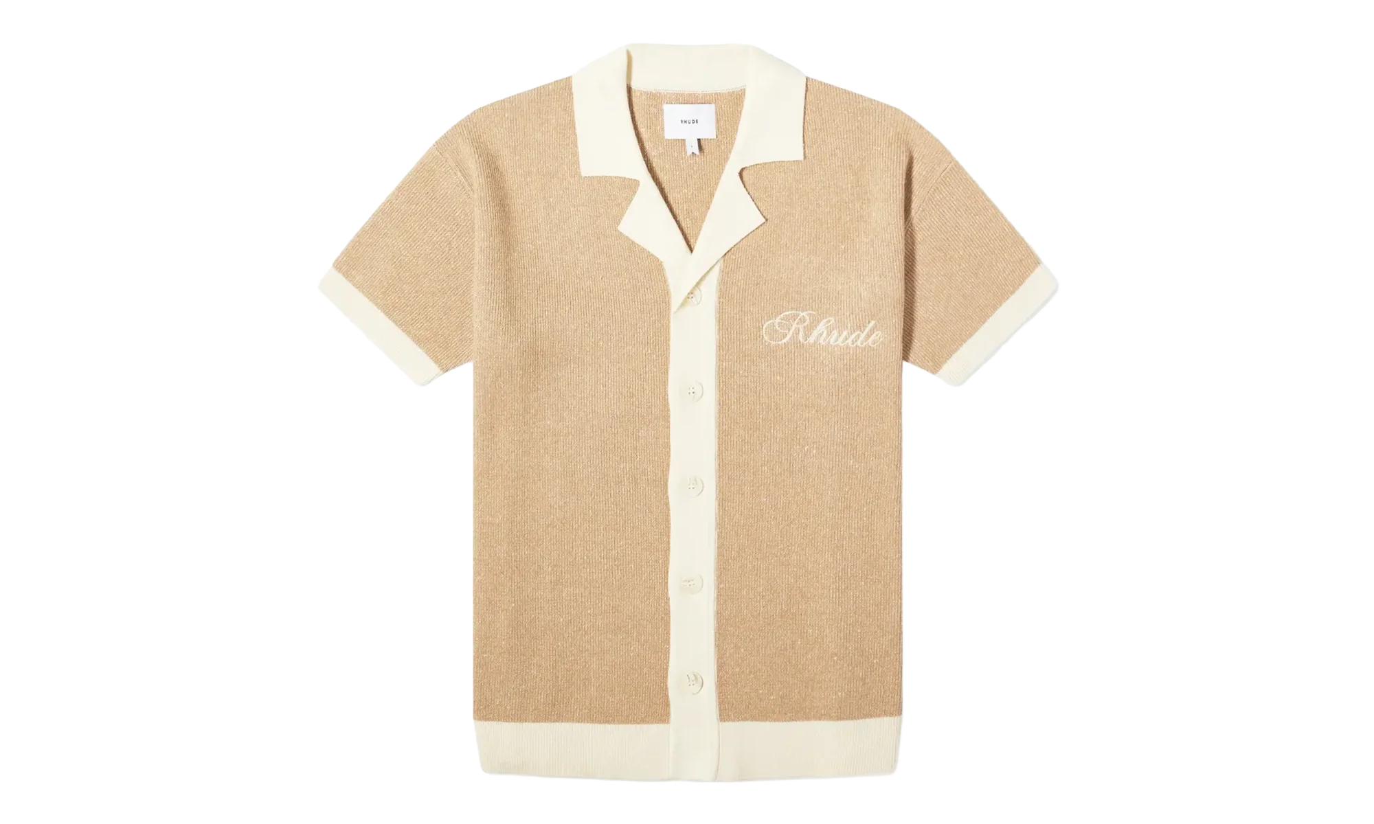 Contrast Knit Button-Up Polo "Brown" RHPS24PO02973143