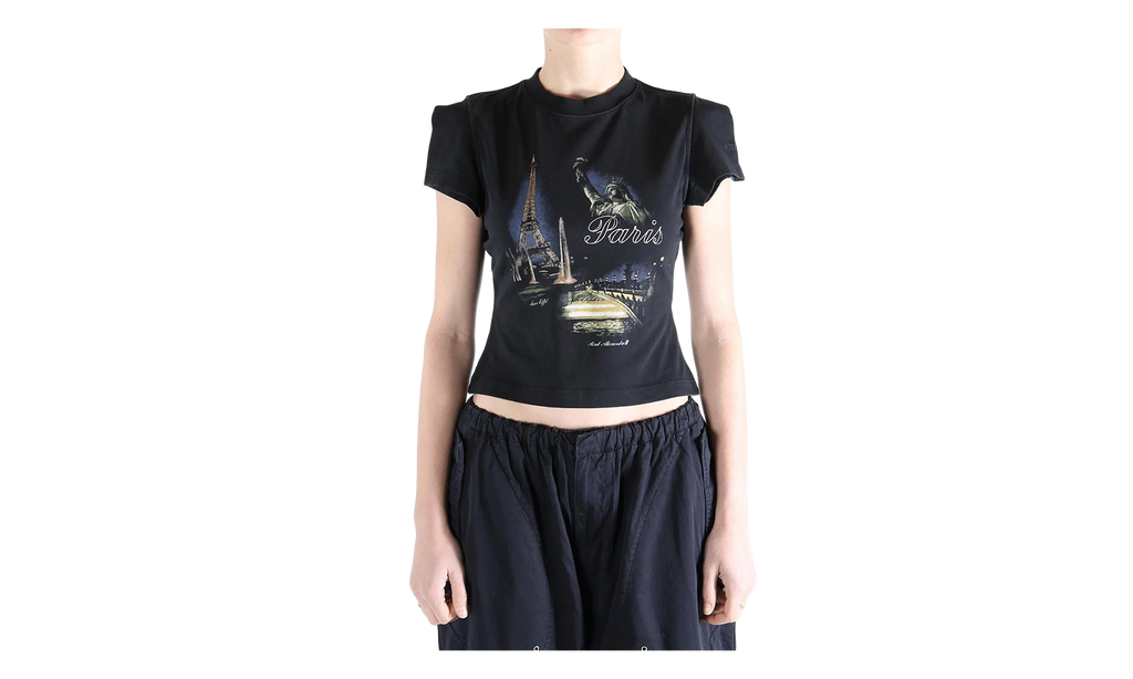 Paris Tourist Front Sleeve Baby T-Shirt WMNS "Black" WE76TR554B BLAC