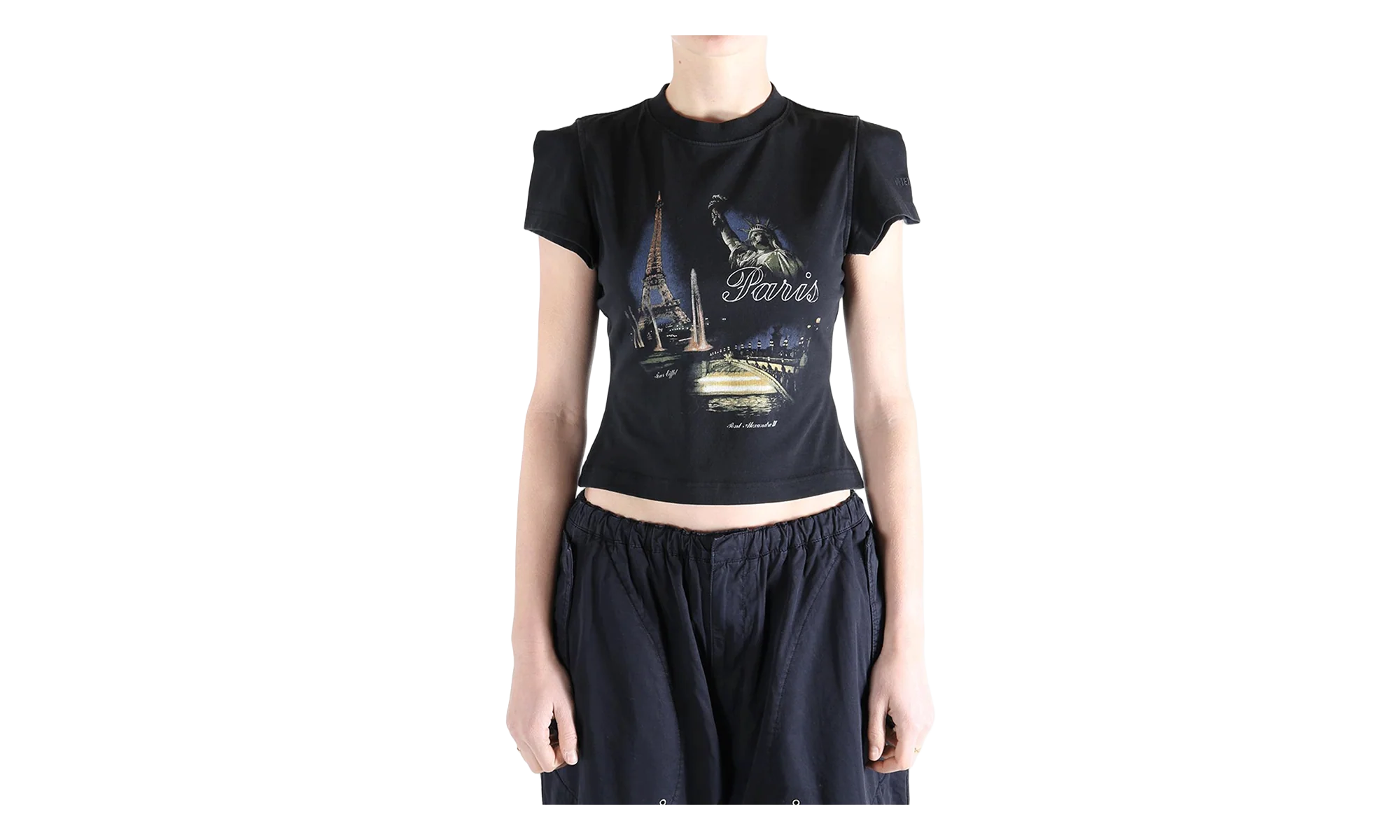 Paris Tourist Front Sleeve Baby T-Shirt WMNS "Black" WE76TR554B BLAC