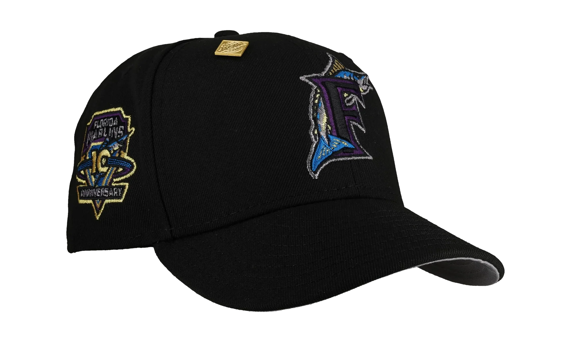 59FIFTY Florida Marlins 10th Anniversary Fitted Hat "Black / Aqua" NE112