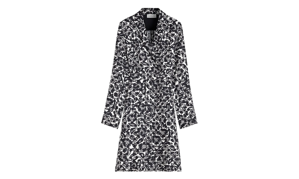 SILK FLORAL WRAP MIDI DRESS "Black" RW DR0013 5615 P23 10