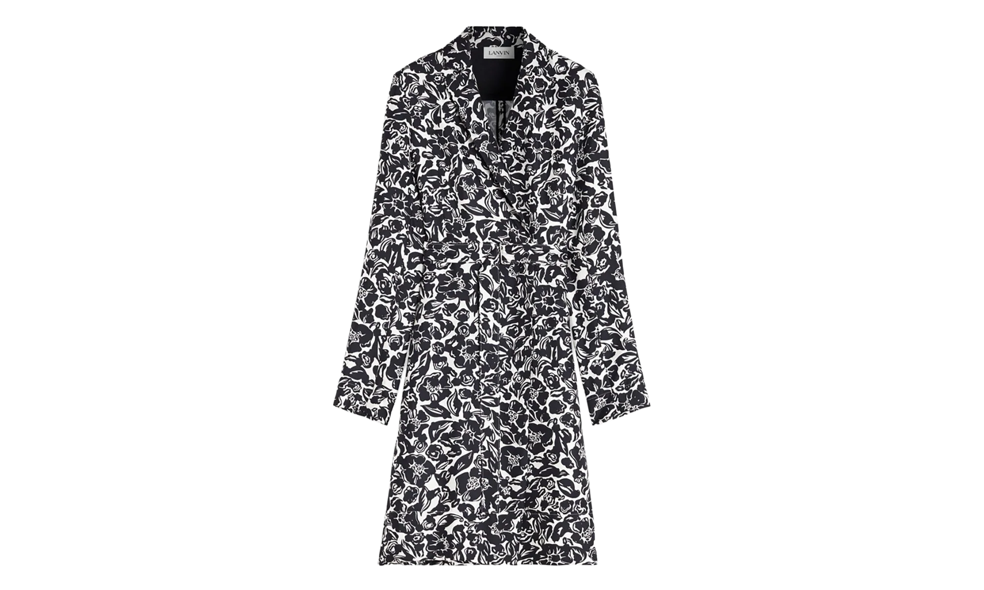 SILK FLORAL WRAP MIDI DRESS "Black" RW DR0013 5615 P23 10
