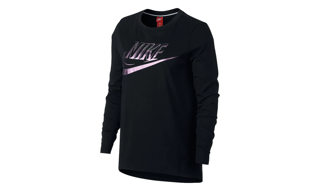 Foil Swoosh Logo Long Sleeve T-Shirt WMNS "Black / Purple" 874120 010