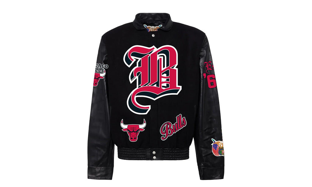 Chicago Bulls Wool & Leather Old English Varsity Jacket "Black" NBA CHI BUL 109