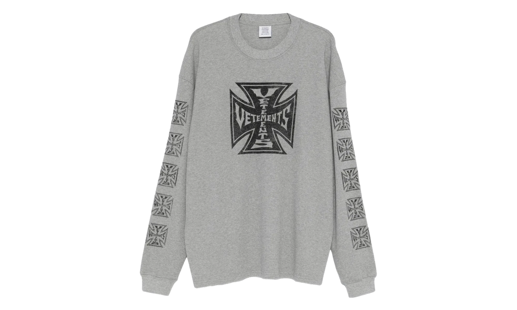 Biker Cross Waffle Long-Sleeve "Grey Melange" ME76LS181G GREY
