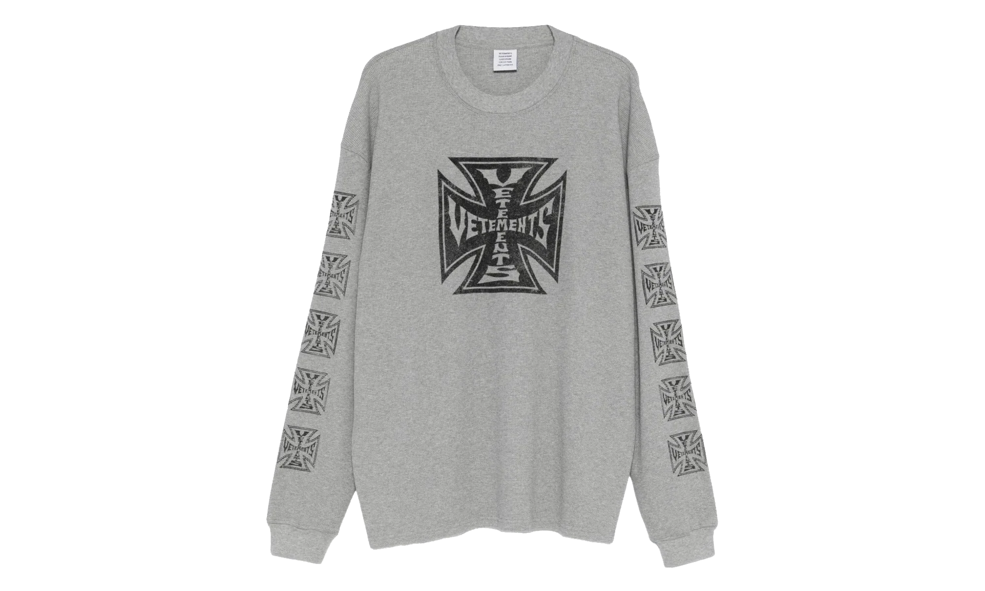 Biker Cross Waffle Long-Sleeve "Grey Melange" ME76LS181G GREY