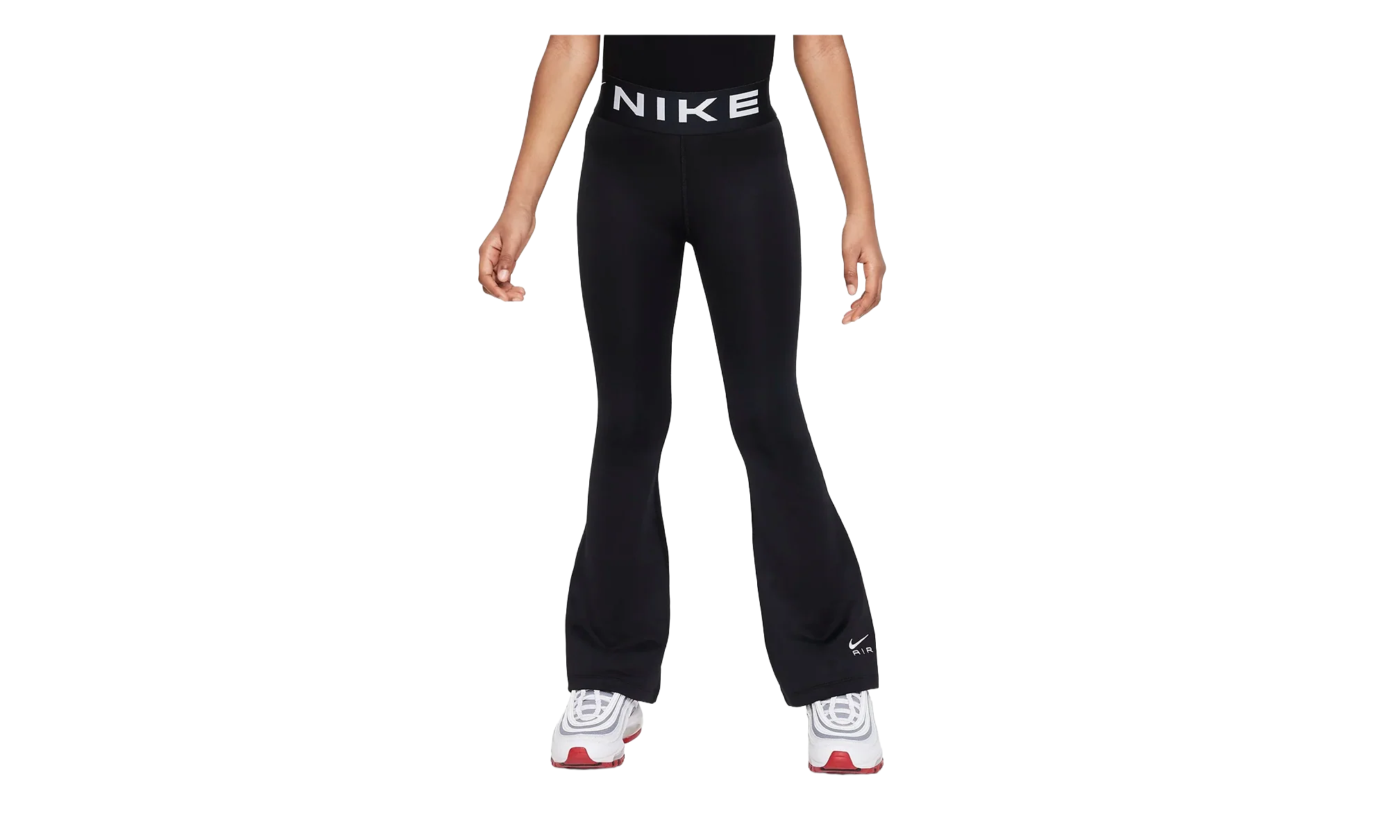 Air Essential Girls' High-Waisted Flared Leggings GS "Black / White" FD2963 010