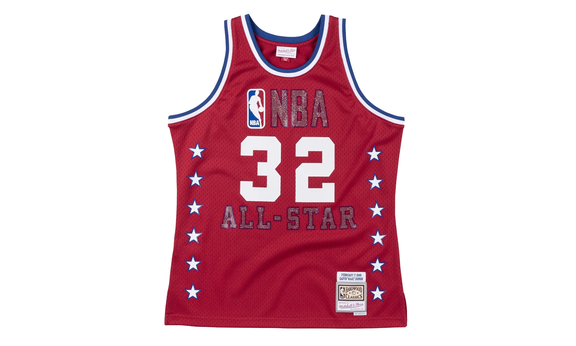NBA Magic Johnson Rhinestone Swingman Jersey "1988 All-Star - Red" SMJYBW18018 ASWRED188EJH