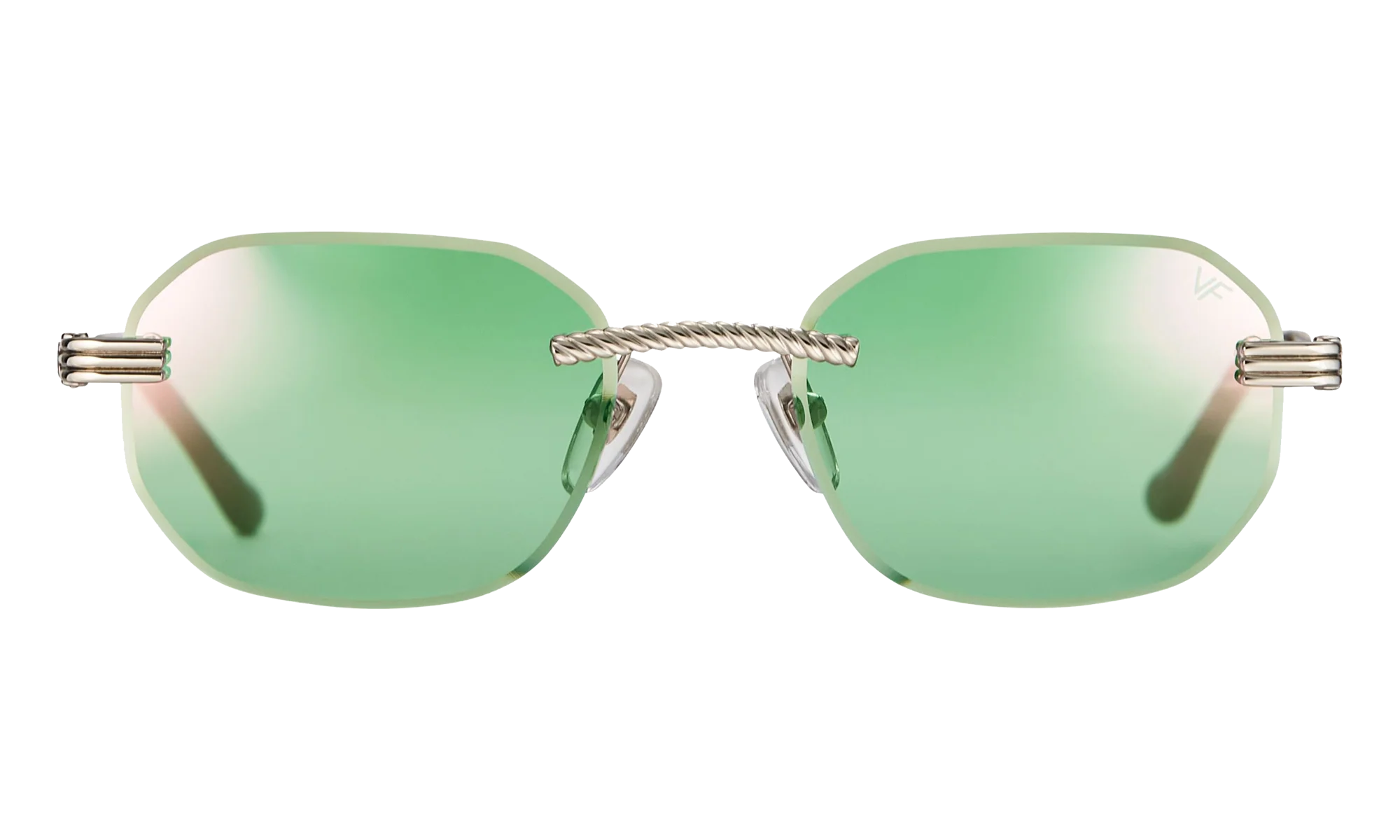 Hustler Rimless Drill Mount 24KT "White Gold / Powder Green Flash Purple" DMHU2 0050 44D2