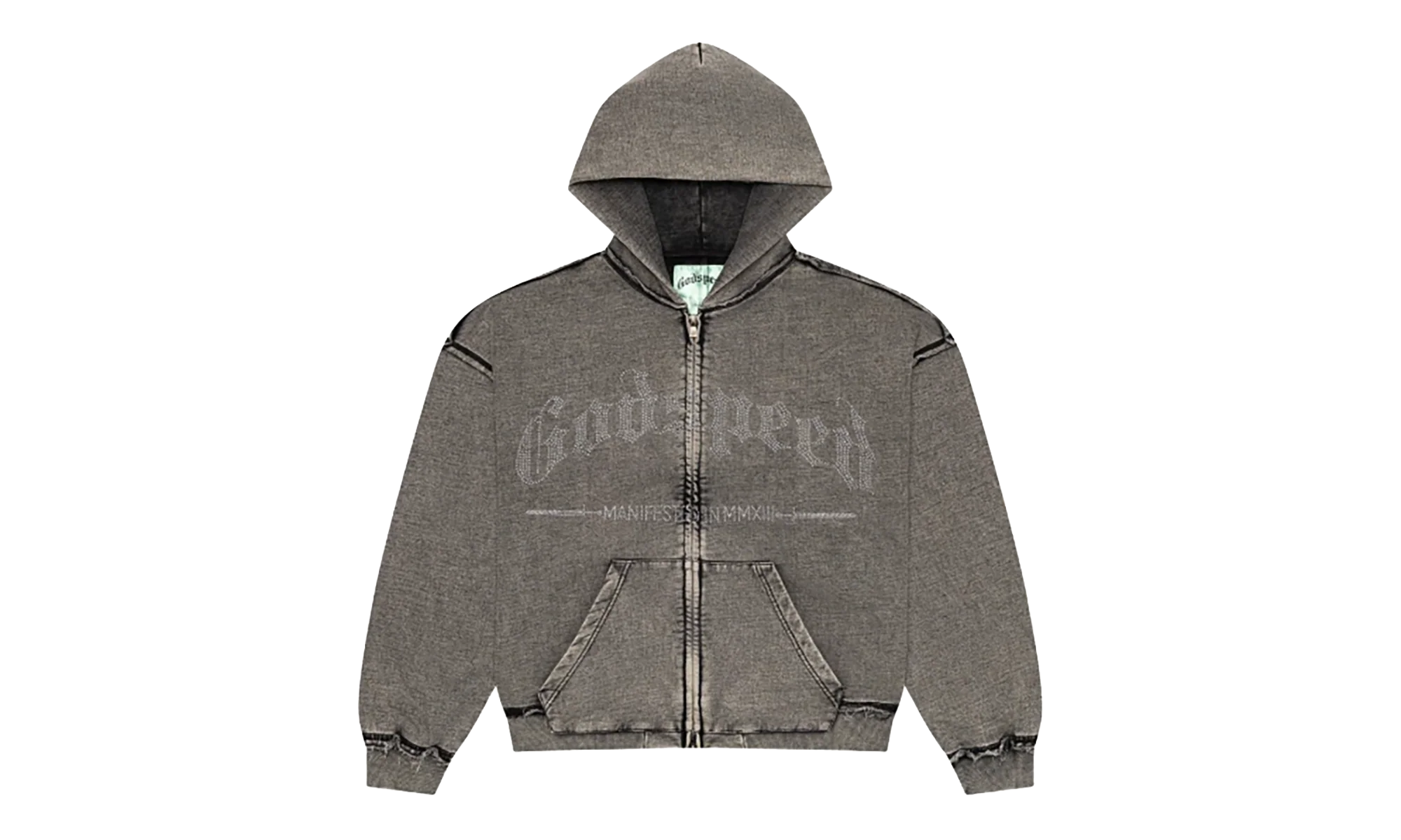 Studded OG Logo Hoodie "Grey Wash" GS009