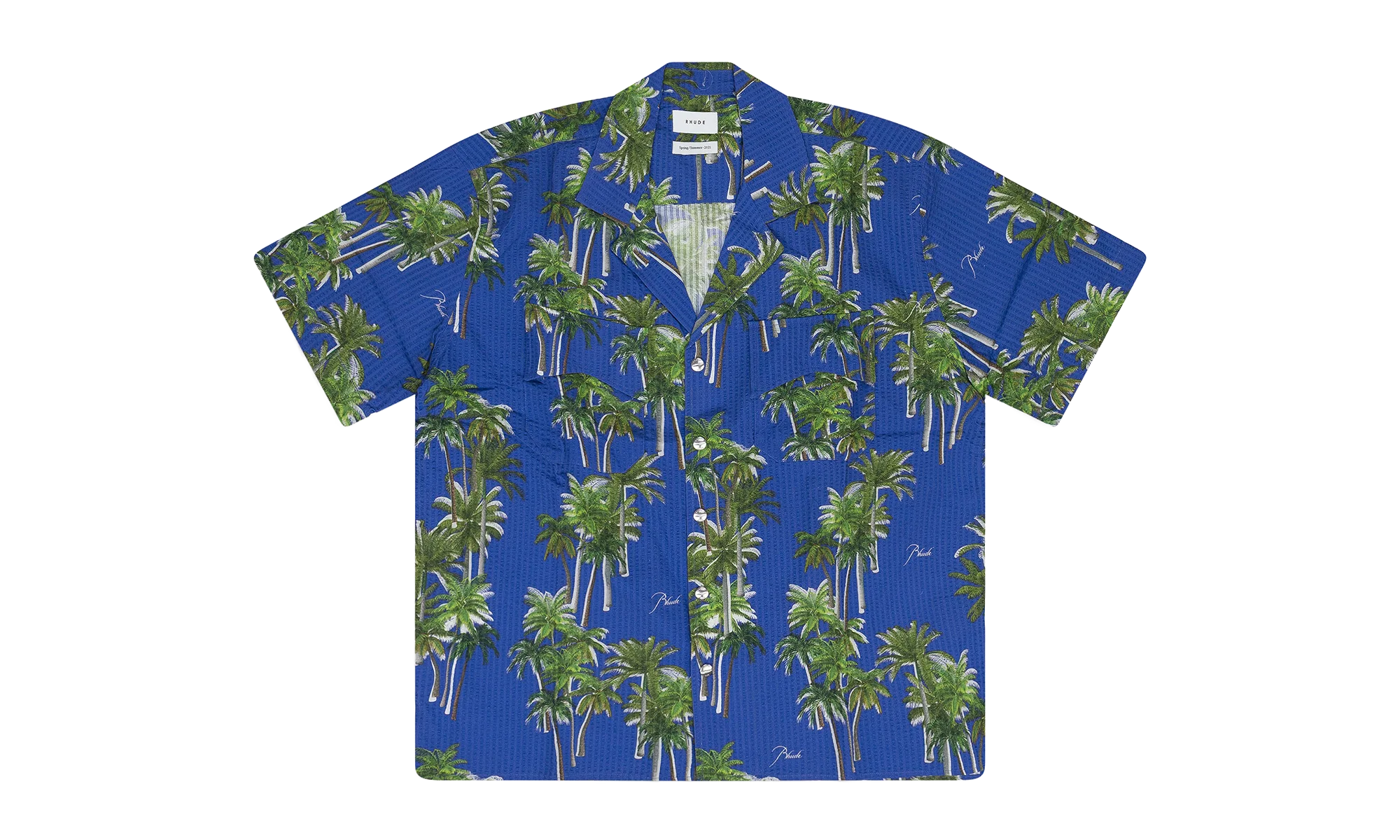 Searsucker Hawaiian Button-down Shirt "Blue" RHD-MTPS-0094