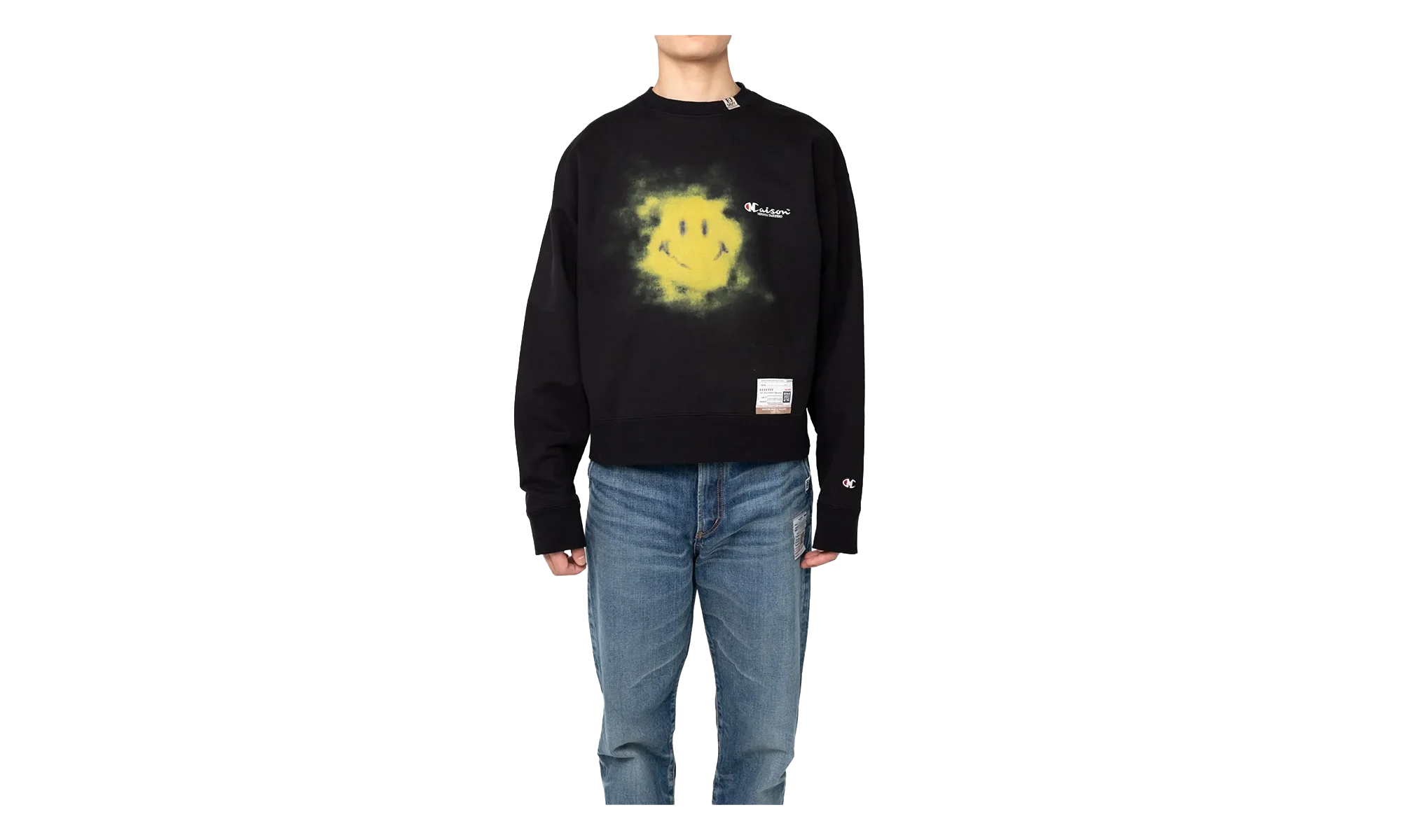 Smiley Face Crew Sweatshirt "Black" A09PO713 BLACK