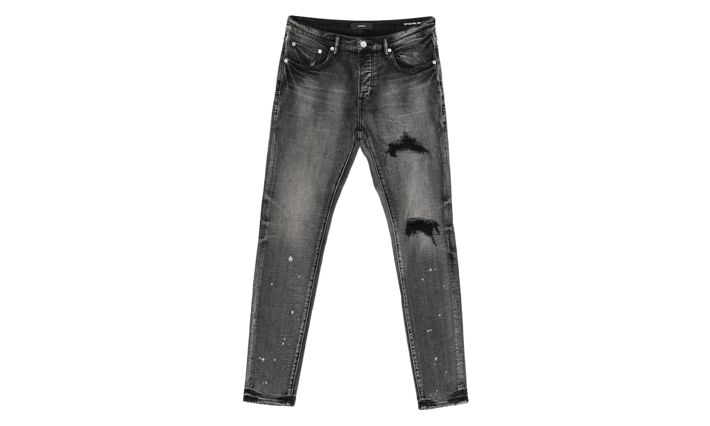 P001 Plaid Patch Jeans "Washed Black" P001 SYDB425