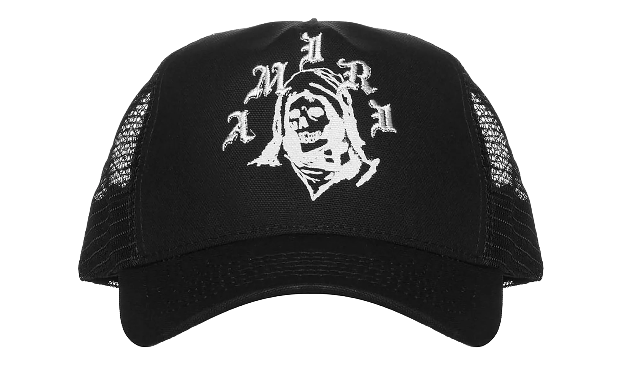 Amiri x Wes Lang Reaper Logo Trucker Hat "Black White" AW22MAH012-004