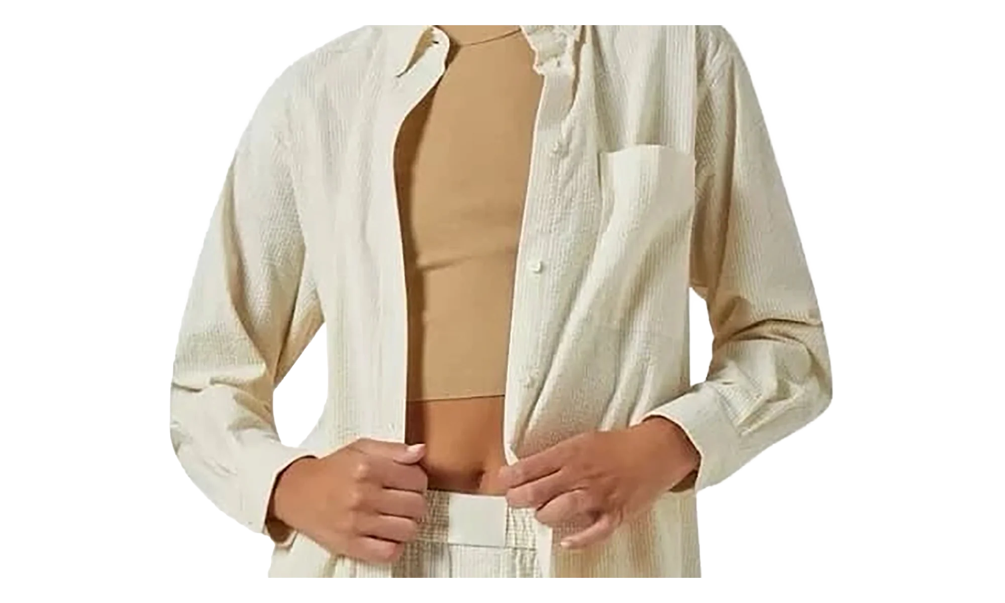 Ora Ii Seersucker Shirt "Beige" KITH42